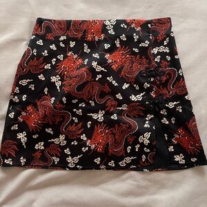 ZARA satin dragon mini skirt